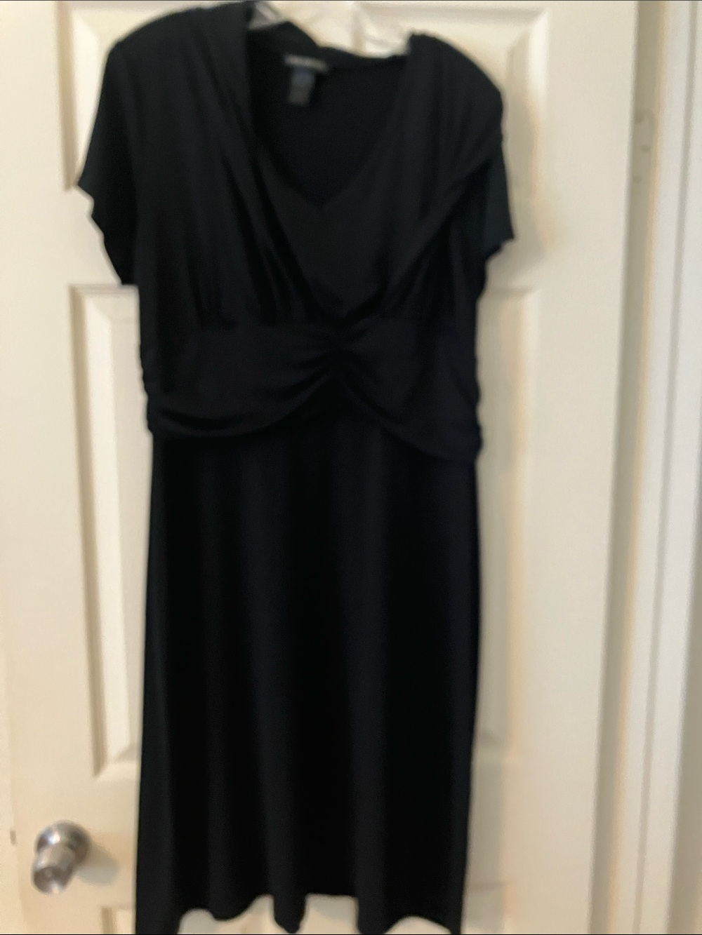 Lane Bryant Black Short-Sleeve Twist-Front Midi Dress